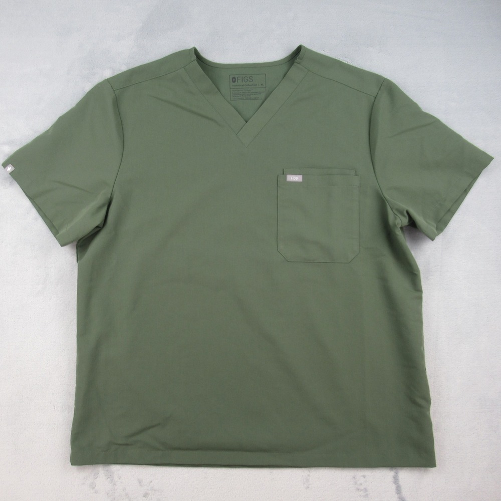 FIGS Leon Scrub Top Mens XL Olive Green V-Neck 1000199